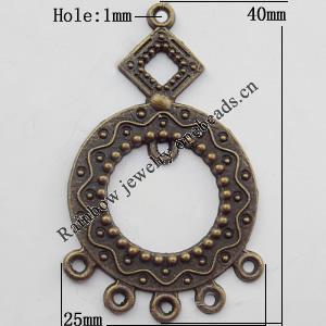 Connector, Lead-free Zinc Alloy Jewelry Findings, 25x40mm Hole=1mm, Sold by Bag