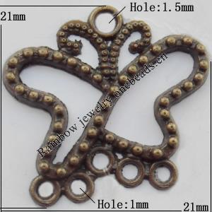 Connector, Lead-free Zinc Alloy Jewelry Findings, 21x21mm Hole=1.5mm,1mm, Sold by Bag