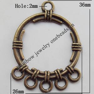 Connector, Lead-free Zinc Alloy Jewelry Findings, 26x36mm Hole=2mm, Sold by Bag