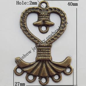 Connector, Lead-free Zinc Alloy Jewelry Findings, 27x40mm Hole=2mm, Sold by Bag