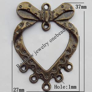 Connector, Lead-free Zinc Alloy Jewelry Findings, 27x37mm Hole=1mm, Sold by Bag