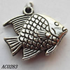 Pendant, Lead-free Zinc Alloy Jewelry Findings, Fish 17x19mm Hole:1mm, Sold by Bag