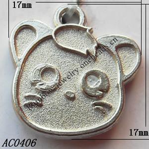 Pendant, Lead-free Zinc Alloy Jewelry Findings, Cat 17x17mm Hole:2mm, Sold by Bag