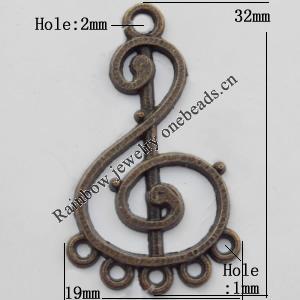 Connector, Lead-free Zinc Alloy Jewelry Findings, 19x32mm Hole=2mm,1mm, Sold by Bag