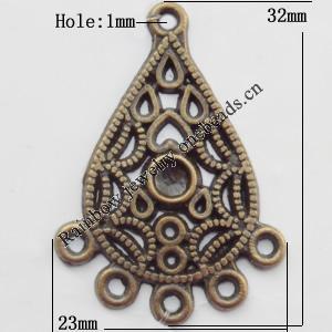 Connector, Lead-free Zinc Alloy Jewelry Findings, 23x32mm Hole=1mm, Sold by Bag
