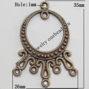 Connector, Lead-free Zinc Alloy Jewelry Findings, 26x35mm Hole=1mm, Sold by Bag