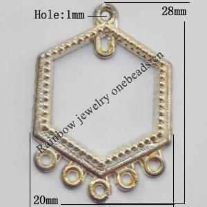 Connector, Lead-free Zinc Alloy Jewelry Findings, 20x28mm Hole=1mm, Sold by Bag