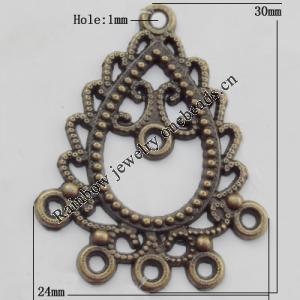 Connector, Lead-free Zinc Alloy Jewelry Findings, 24x30mm Hole=1mm, Sold by Bag
