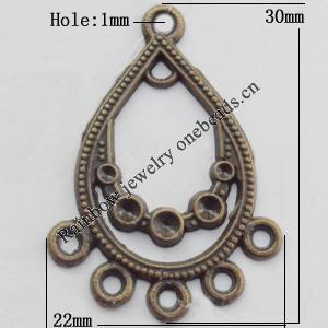 Connector, Lead-free Zinc Alloy Jewelry Findings, 22x30mm Hole=1mm, Sold by Bag