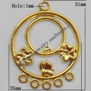 Connector, Lead-free Zinc Alloy Jewelry Findings, 25x31mm Hole=1mm, Sold by Bag