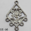Connector, Lead-free Zinc Alloy Jewelry Findings, 22.5x30.5mm Hole=1mm, Sold by Bag