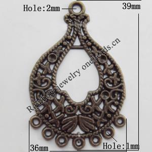 Connector, Lead-free Zinc Alloy Jewelry Findings, 26x39mm Hole=2mm,1mm, Sold by Bag