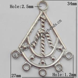 Connector, Lead-free Zinc Alloy Jewelry Findings, 27x34mm Hole=2.5mm,1.2mm, Sold by Bag