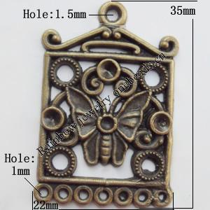 Connector, Lead-free Zinc Alloy Jewelry Findings, 22x35mm Hole=1.5mm,1mm, Sold by Bag