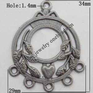 Connector, Lead-free Zinc Alloy Jewelry Findings, 29x34mm Hole=1.4mm, Sold by Bag
