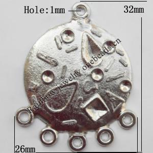 Connector, Lead-free Zinc Alloy Jewelry Findings, 26x32mm Hole=1mm, Sold by Bag