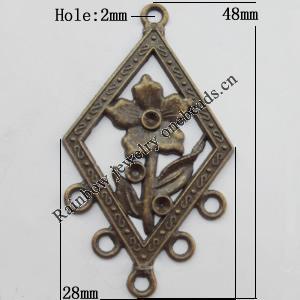 Connector, Lead-free Zinc Alloy Jewelry Findings, 24x48mm Hole=2mm, Sold by Bag