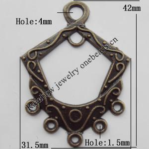 Connector, Lead-free Zinc Alloy Jewelry Findings, 31.5x42mm Hole=4mm,1.5mm, Sold by Bag