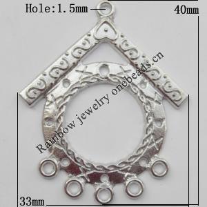 Connector, Lead-free Zinc Alloy Jewelry Findings, 33x40mm Hole=1.5mm, Sold by Bag