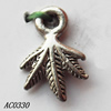 Pendant, Lead-free Zinc Alloy Jewelry Findings, Leaf 12x8mm Hole:1mm, Sold by Bag