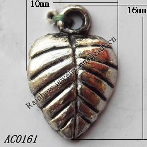 Pendant, Lead-free Zinc Alloy Jewelry Findings, Leaf 16x10mm Hole:1mm, Sold by Bag