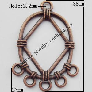 Connector, Lead-free Zinc Alloy Jewelry Findings, 27x38mm Hole=2.2mm, Sold by Bag