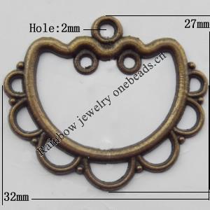 Connector, Lead-free Zinc Alloy Jewelry Findings, 32x27mm Hole=2mm, Sold by Bag