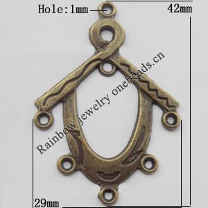 Connector, Lead-free Zinc Alloy Jewelry Findings, 29x42mm Hole=1mm, Sold by Bag