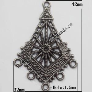 Connector, Lead-free Zinc Alloy Jewelry Findings, 32x42mm Hole=1.5mm, Sold by Bag
