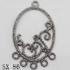 Connector, Lead-free Zinc Alloy Jewelry Findings, 23x37mm Hole=1.2mm, Sold by Bag