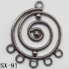 Connector, Lead-free Zinc Alloy Jewelry Findings, 28x34mm Hole=2mm, Sold by Bag