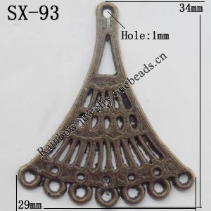 Connector, Lead-free Zinc Alloy Jewelry Findings, 29x34mm Hole=1mm, Sold by Bag