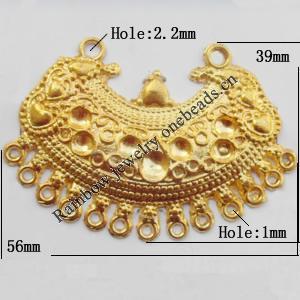Connector, Lead-free Zinc Alloy Jewelry Findings, 56x39mm Hole=2.2mm,1mm, Sold by Bag
