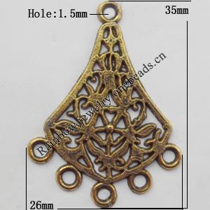 Connector, Lead-free Zinc Alloy Jewelry Findings, 26x35mm Hole=1.5mm, Sold by Bag