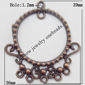 Connector, Lead-free Zinc Alloy Jewelry Findings, 36x39mm Hole=1.2mm, Sold by Bag