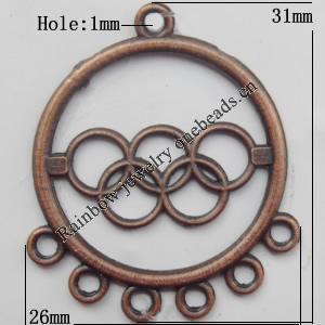 Connector, Lead-free Zinc Alloy Jewelry Findings, 31x26mm Hole=1mm, Sold by Bag