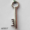 Pendant, Lead-free Zinc Alloy Jewelry Findings, Key 6x21mm Hole:3mm, Sold by Bag