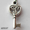 Pendant, Lead-free Zinc Alloy Jewelry Findings, Key 10x22mm Hole:1mm, Sold by Bag