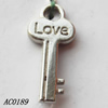 Pendant, Lead-free Zinc Alloy Jewelry Findings, Key 9x19mm Hole:2.5mm, Sold by Bag