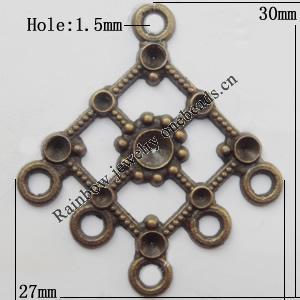 Connector, Lead-free Zinc Alloy Jewelry Findings, 27x30mm Hole=1.5mm, Sold by Bag