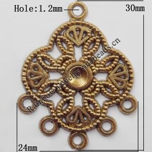 Connector, Lead-free Zinc Alloy Jewelry Findings, 24x30mm Hole=1.2mm, Sold by Bag