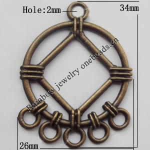 Connector, Lead-free Zinc Alloy Jewelry Findings, 26x34mm Hole=2mm, Sold by Bag