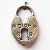 Pendant, Lead-free Zinc Alloy Jewelry Findings, Lock 13x20mm Hole:5mm, Sold by Bag