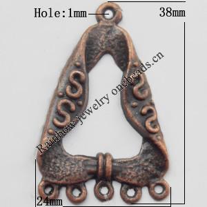 Connector, Lead-free Zinc Alloy Jewelry Findings, 24x38mm Hole=1mm, Sold by Bag
