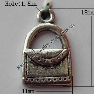 Pendant, Lead-free Zinc Alloy Jewelry Findings, Lock 11x18mm Hole:1.5mm Sold by Bag