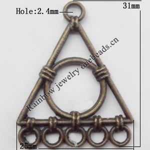 Connector, Lead-free Zinc Alloy Jewelry Findings, 25x31mm Hole=2.4mm, Sold by Bag
