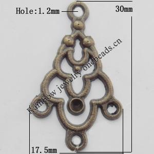 Connector, Lead-free Zinc Alloy Jewelry Findings, 17.5x30mm Hole=1.2mm, Sold by Bag