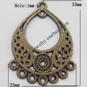 Connector, Lead-free Zinc Alloy Jewelry Findings, 25x33mm Hole=1mm, Sold by Bag