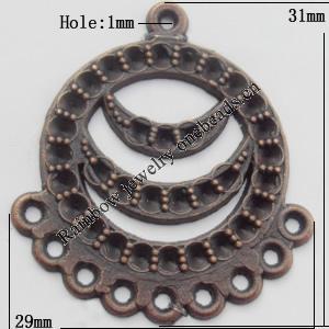 Connector, Lead-free Zinc Alloy Jewelry Findings, 29x31mm Hole=1mm, Sold by Bag