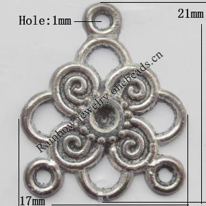 Connector, Lead-free Zinc Alloy Jewelry Findings, 17x21mm Hole=1mm, Sold by Bag